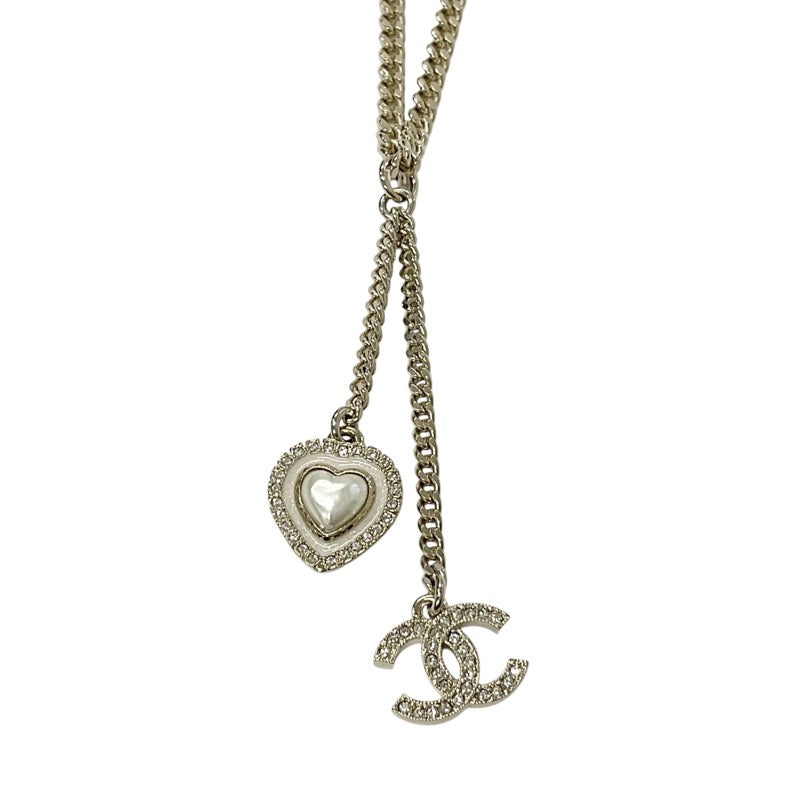 Chanel CHANEL necklace pendant choker gold white coco mark heart rhinestone