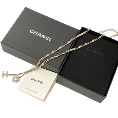 Chanel CHANEL necklace pendant choker gold white coco mark heart rhinestone