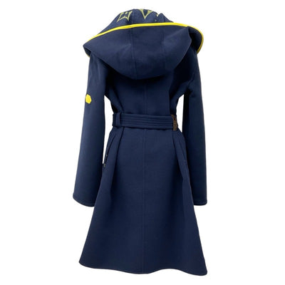 Louis Vuitton LOUIS VUITTON outerwear navy yellow monogram belted double face hooded wrap coat