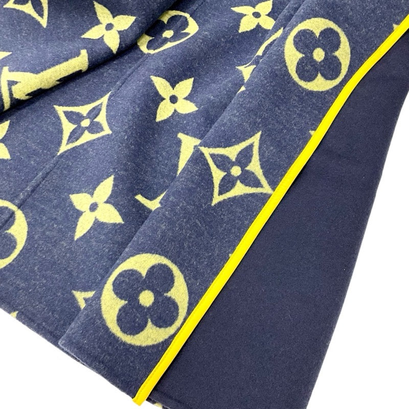 ルイヴィトン LOUIS VUITTON アウター ネイビー イエロー モノグラム ベルテッド ダブルフェイス フーデッド ラップコート