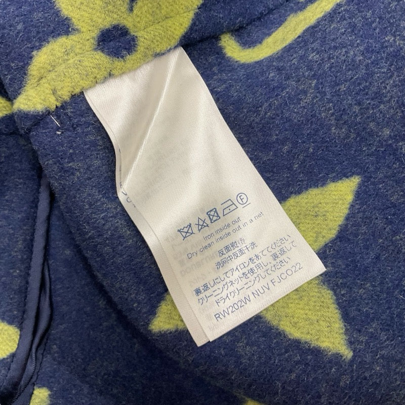ルイヴィトン LOUIS VUITTON アウター ネイビー イエロー モノグラム ベルテッド ダブルフェイス フーデッド ラップコート