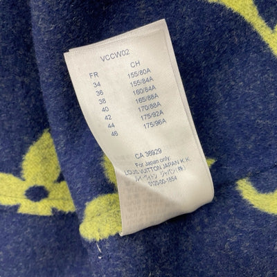 ルイヴィトン LOUIS VUITTON アウター ネイビー イエロー モノグラム ベルテッド ダブルフェイス フーデッド ラップコート