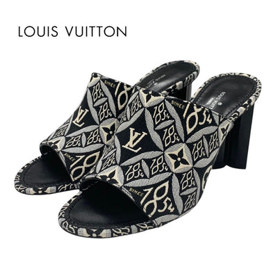 ルイヴィトン LOUIS VUITTON シルエットライン サンダル 靴 シューズ ジャカードファブリック ブラック ホワイト 未使用 SINCE1854 ミュール