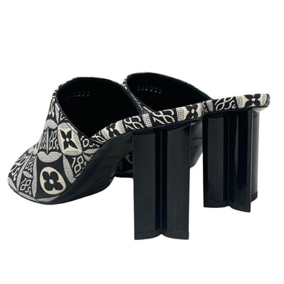 ルイヴィトン LOUIS VUITTON シルエットライン サンダル 靴 シューズ ジャカードファブリック ブラック ホワイト 未使用 SINCE1854 ミュール