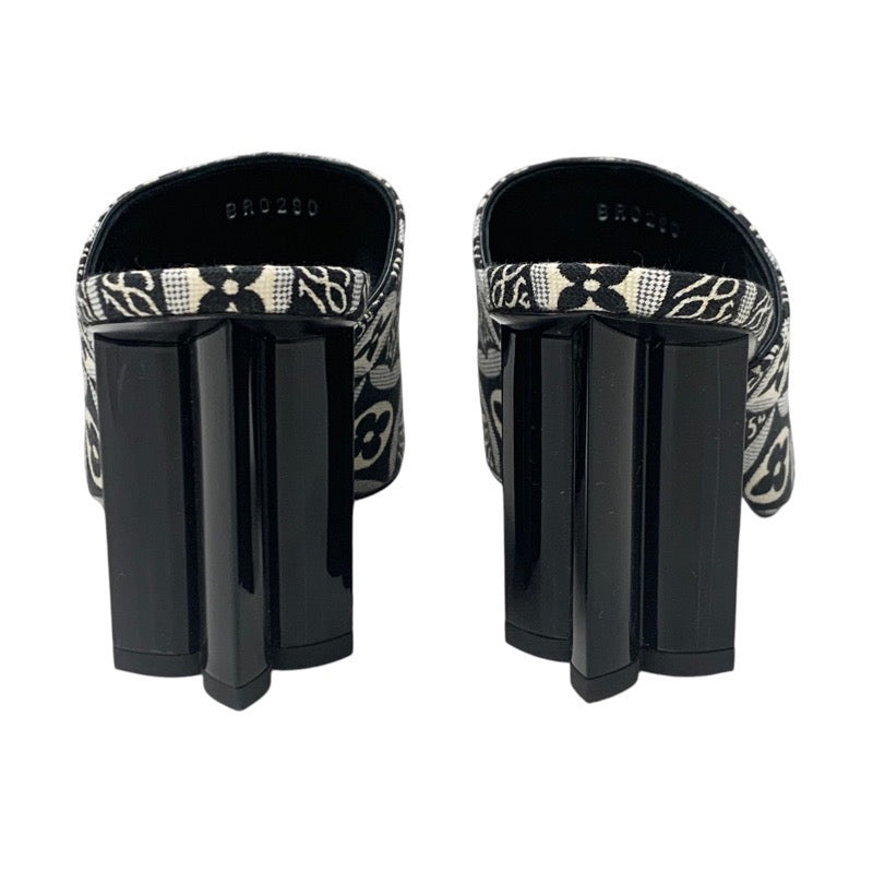 ルイヴィトン LOUIS VUITTON シルエットライン サンダル 靴 シューズ ジャカードファブリック ブラック ホワイト 未使用 SINCE1854 ミュール