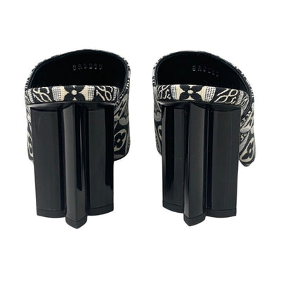 ルイヴィトン LOUIS VUITTON シルエットライン サンダル 靴 シューズ ジャカードファブリック ブラック ホワイト 未使用 SINCE1854 ミュール