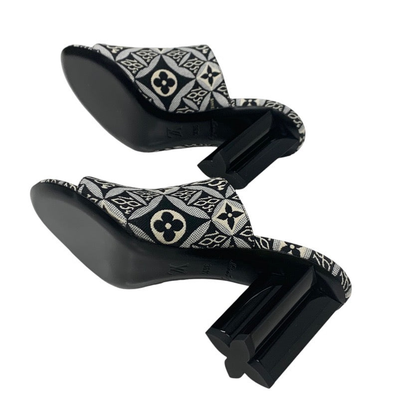 ルイヴィトン LOUIS VUITTON シルエットライン サンダル 靴 シューズ ジャカードファブリック ブラック ホワイト 未使用 SINCE1854 ミュール