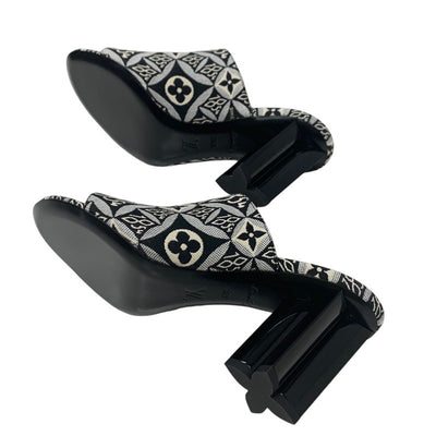 ルイヴィトン LOUIS VUITTON シルエットライン サンダル 靴 シューズ ジャカードファブリック ブラック ホワイト 未使用 SINCE1854 ミュール