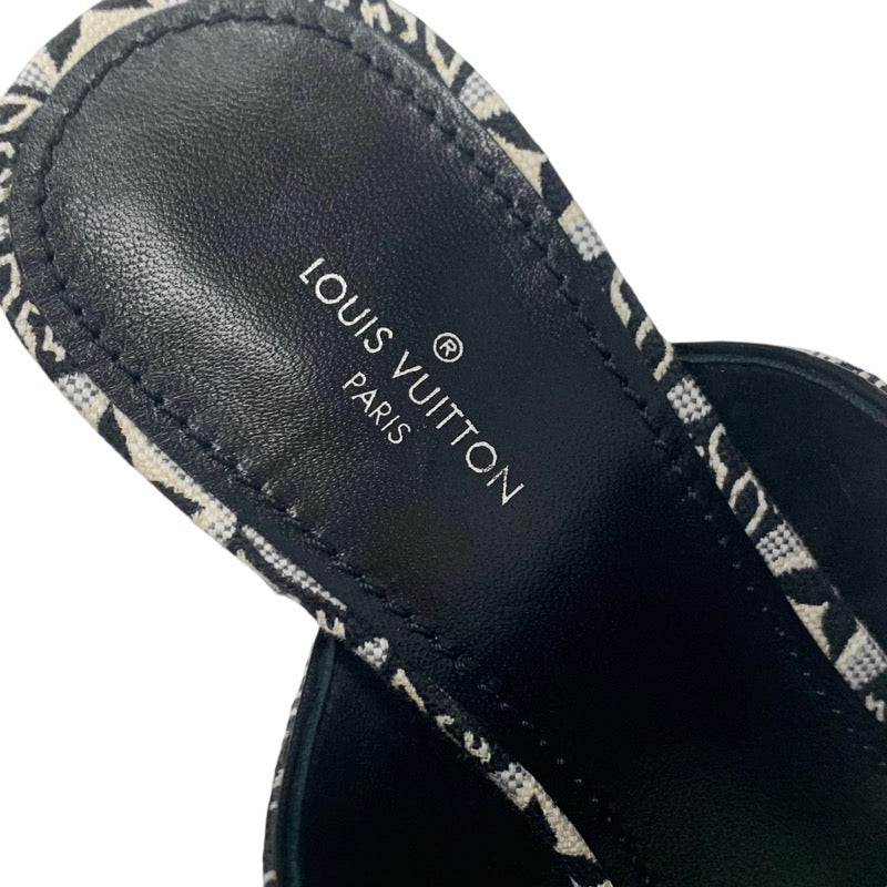 ルイヴィトン LOUIS VUITTON シルエットライン サンダル 靴 シューズ ジャカードファブリック ブラック ホワイト 未使用 SINCE1854 ミュール