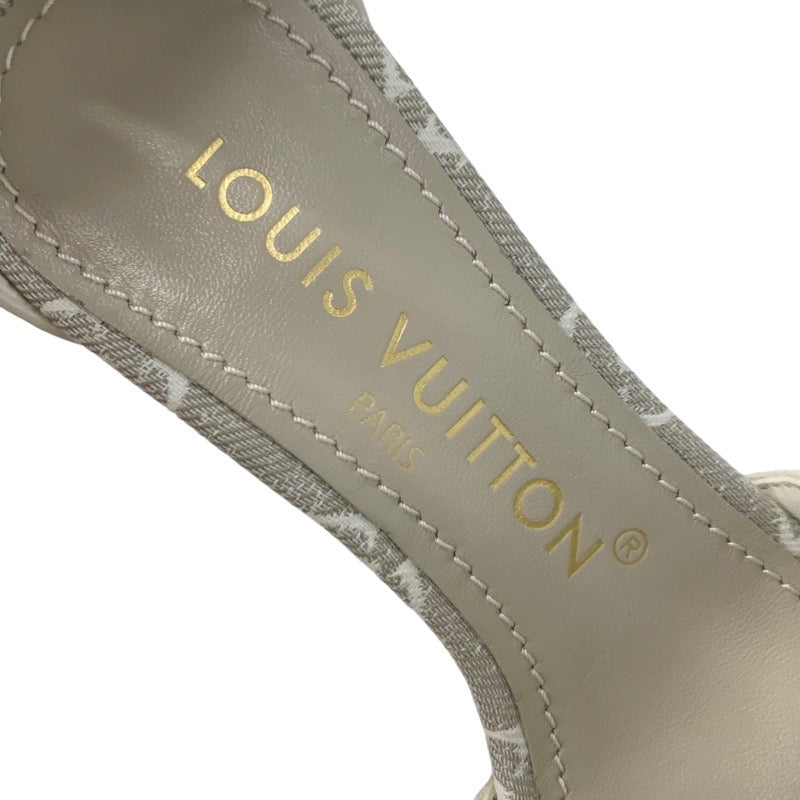 ルイヴィトン LOUIS VUITTON シルエットライン モノグラム サンダル 靴 シューズ ファブリック レザー ライトグレー ホワイト アンクルストラップ キャンバス