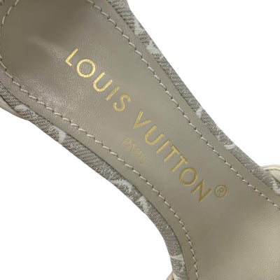ルイヴィトン LOUIS VUITTON シルエットライン モノグラム サンダル 靴 シューズ ファブリック レザー ライトグレー ホワイト アンクルストラップ キャンバス