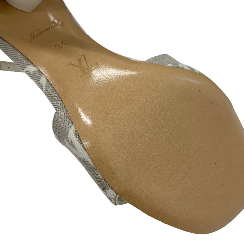 ルイヴィトン LOUIS VUITTON シルエットライン モノグラム サンダル 靴 シューズ ファブリック レザー ライトグレー ホワイト アンクルストラップ キャンバス