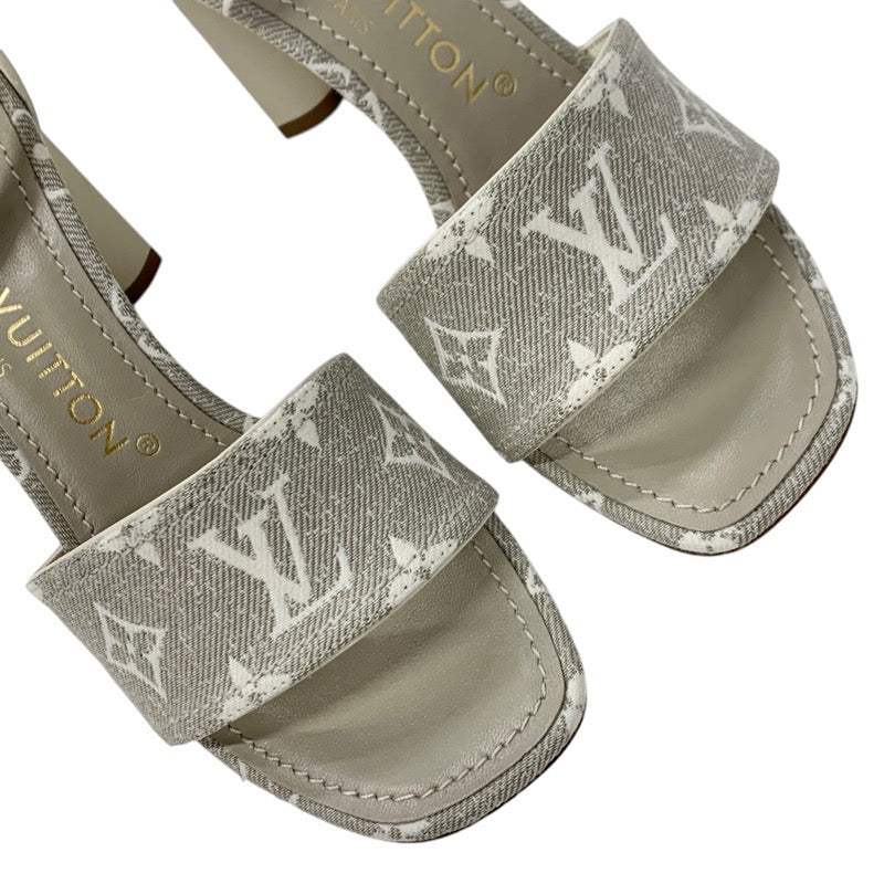 ルイヴィトン LOUIS VUITTON シルエットライン モノグラム サンダル 靴 シューズ ファブリック レザー ライトグレー ホワイト アンクルストラップ キャンバス