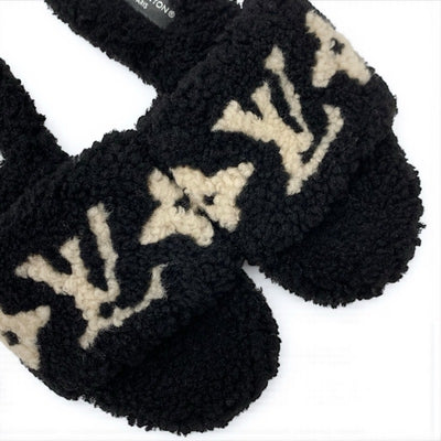 ルイヴィトン LOUIS VUITTON パセオライン モノグラム サンダル 靴 シューズ シアリング ブラック ホワイト ミュール ボア