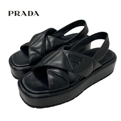 プラダ PRADA サンダル 靴 シューズ レザー ロゴ パデッドナッパ