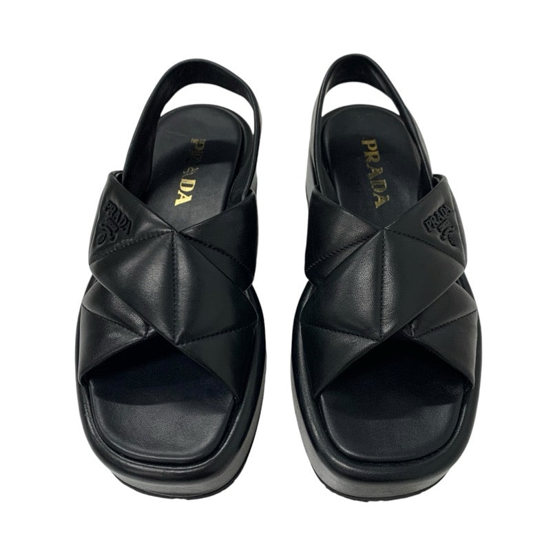 プラダ PRADA サンダル 靴 シューズ レザー ロゴ パデッドナッパ