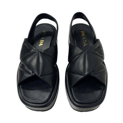 プラダ PRADA サンダル 靴 シューズ レザー ロゴ パデッドナッパ