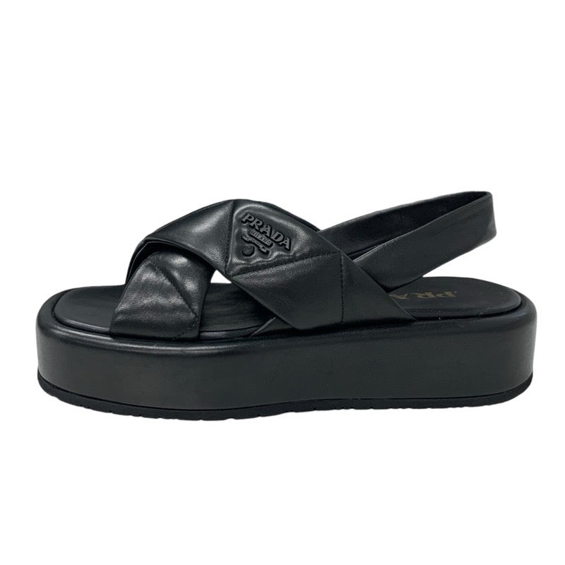 プラダ PRADA サンダル 靴 シューズ レザー ロゴ パデッドナッパ