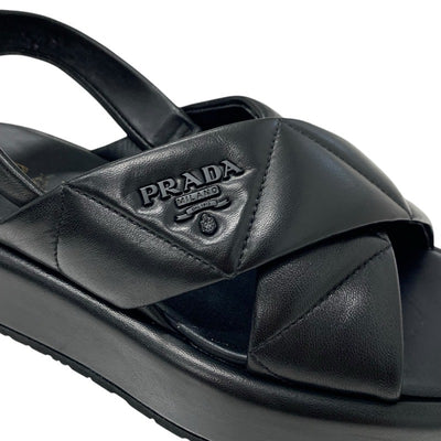 プラダ PRADA サンダル 靴 シューズ レザー ロゴ パデッドナッパ