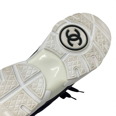 シャネル CHANEL スニーカー 靴 シューズ スエード ファブリック ネイビー マルチカラー ココマーク ツイード