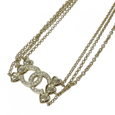 Chanel CHANEL necklace pendant choker gold coco mark heart rhinestone