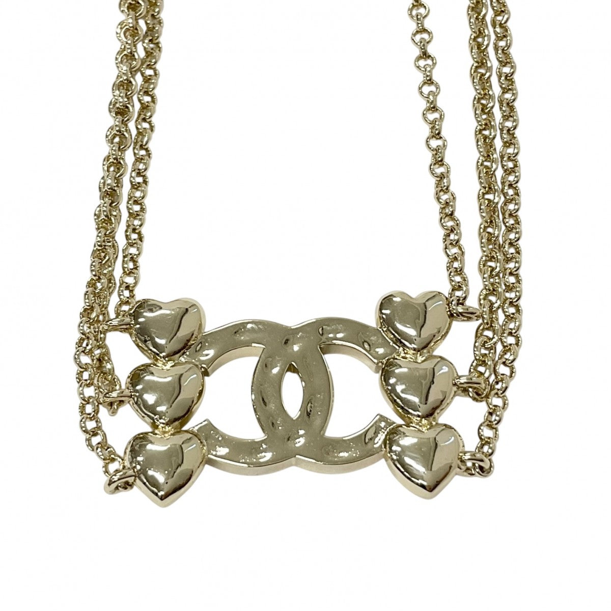 Chanel CHANEL necklace pendant choker gold coco mark heart rhinestone