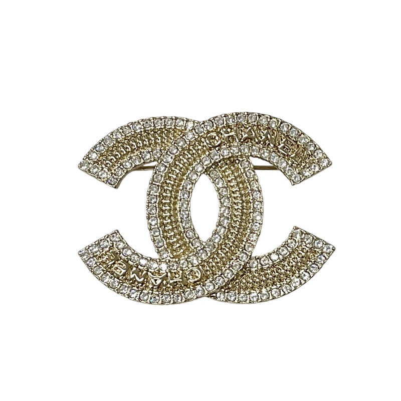 Chanel CHANEL Brooch Corsage Gold Coco Mark Rhinestone Logo