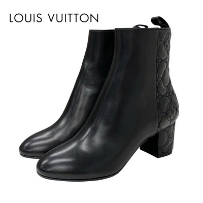 Louis Vuitton Monogram Boots Short Boots Shoes Leather Black Unused Ankle Boots Quilted