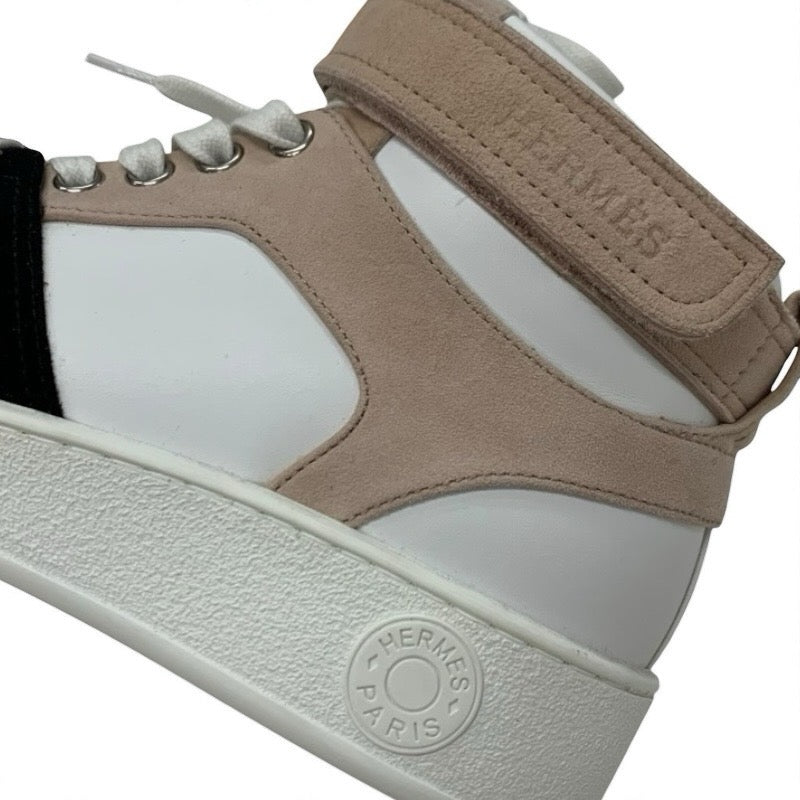 エルメス HERMES フリースタイル スニーカー 靴 シューズ レザー スエード ホワイト ピンクベージュ ブラック 未使用 ハイカット