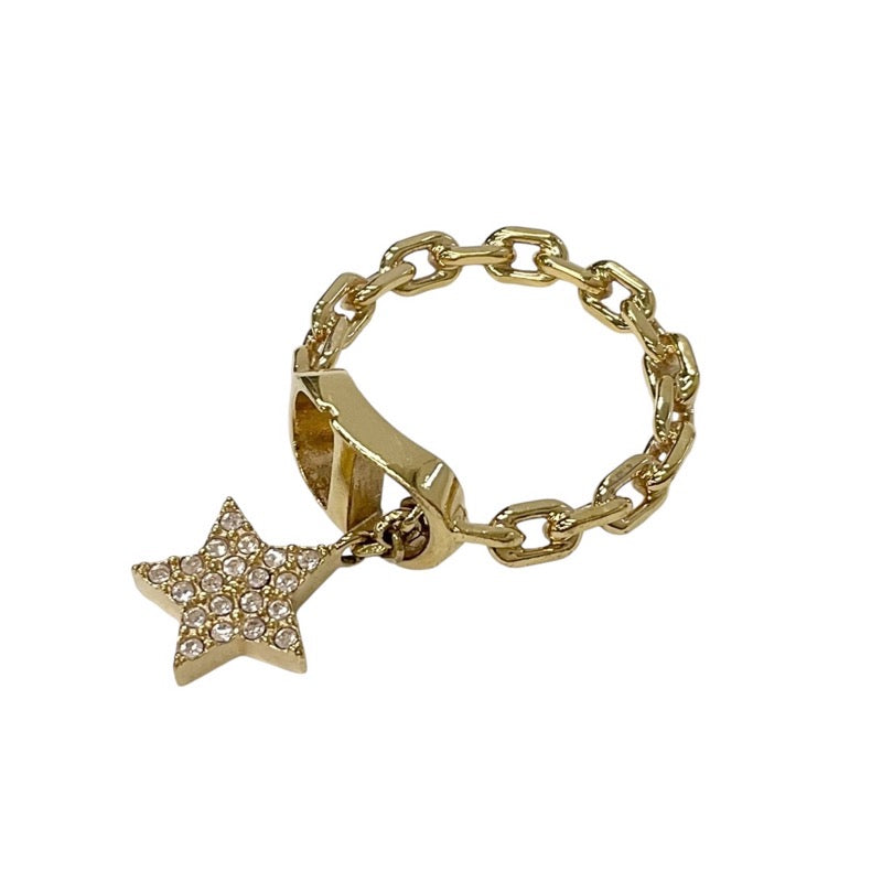 Christian Dior CHRISTIAN DIOR Petit CD Ring Gold Rhinestone Star