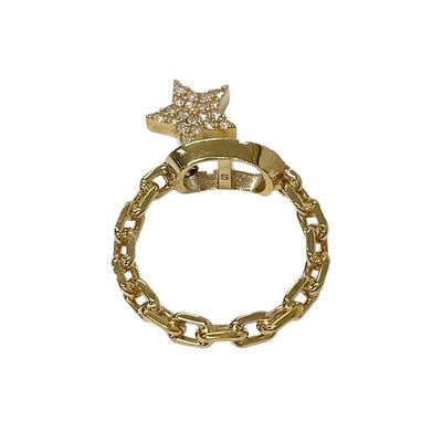 Christian Dior CHRISTIAN DIOR Petit CD Ring Gold Rhinestone Star