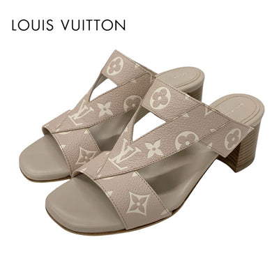ルイヴィトン LOUIS VUITTON クロワジエール モノグラム サンダル 靴 シューズ レザー ピンクベージュ ミュール
