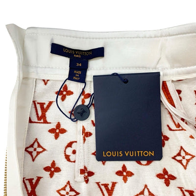 ルイヴィトン LOUIS VUITTON モノグラム ボトムス レッド系 ホワイト 未使用 ジップスカート ミニスカート