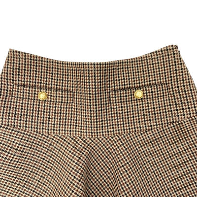 セリーヌ CELINE ボトムス ブラウン系 ゴールド 千鳥格子 ミニスカート フリルスカート
