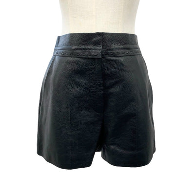 FENDI bottoms leather black silver shorts