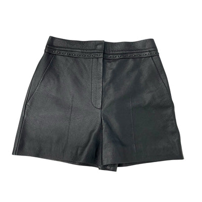 FENDI bottoms leather black silver shorts