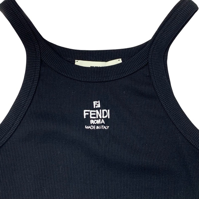 フェンディ FENDI トップス コットン ブラック ホワイト ロゴ タンクトップ
