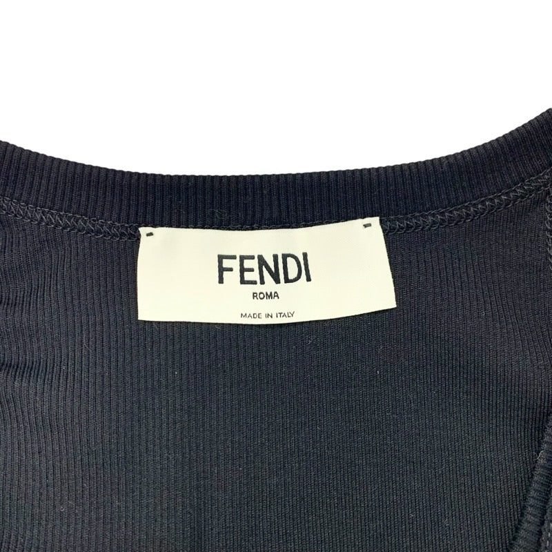 フェンディ FENDI トップス コットン ブラック ホワイト ロゴ タンクトップ