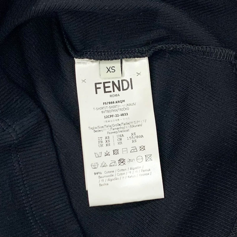 フェンディ FENDI トップス コットン ブラック ホワイト ロゴ タンクトップ