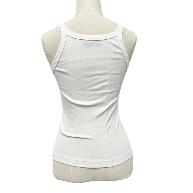 フェンディ FENDI トップス コットン ホワイト ブラック ロゴ タンクトップ