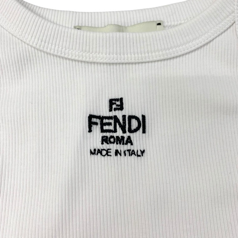 フェンディ FENDI トップス コットン ホワイト ブラック ロゴ タンクトップ