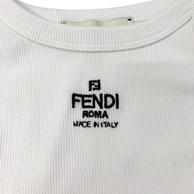 フェンディ FENDI トップス コットン ホワイト ブラック ロゴ タンクトップ