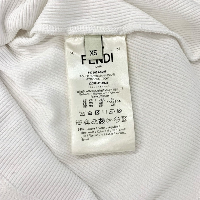 フェンディ FENDI トップス コットン ホワイト ブラック ロゴ タンクトップ