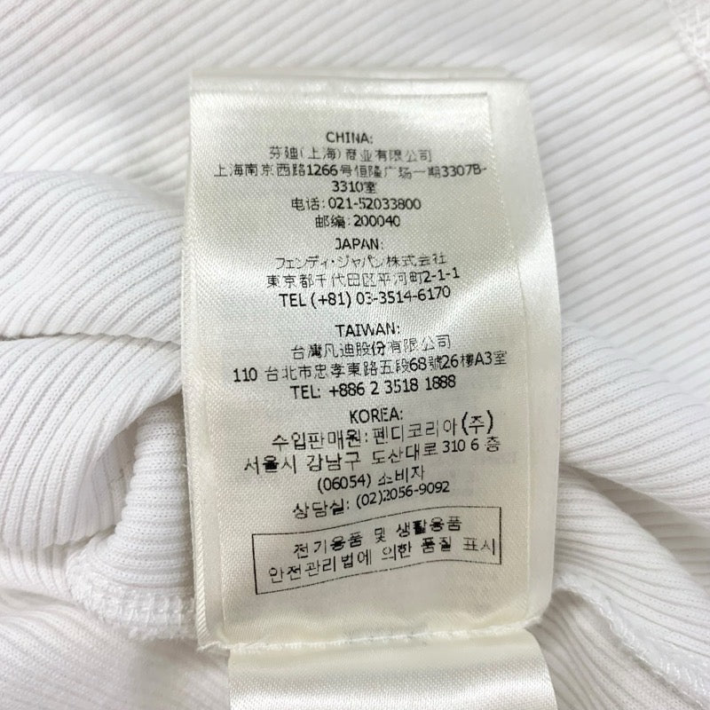 フェンディ FENDI トップス コットン ホワイト ブラック ロゴ タンクトップ