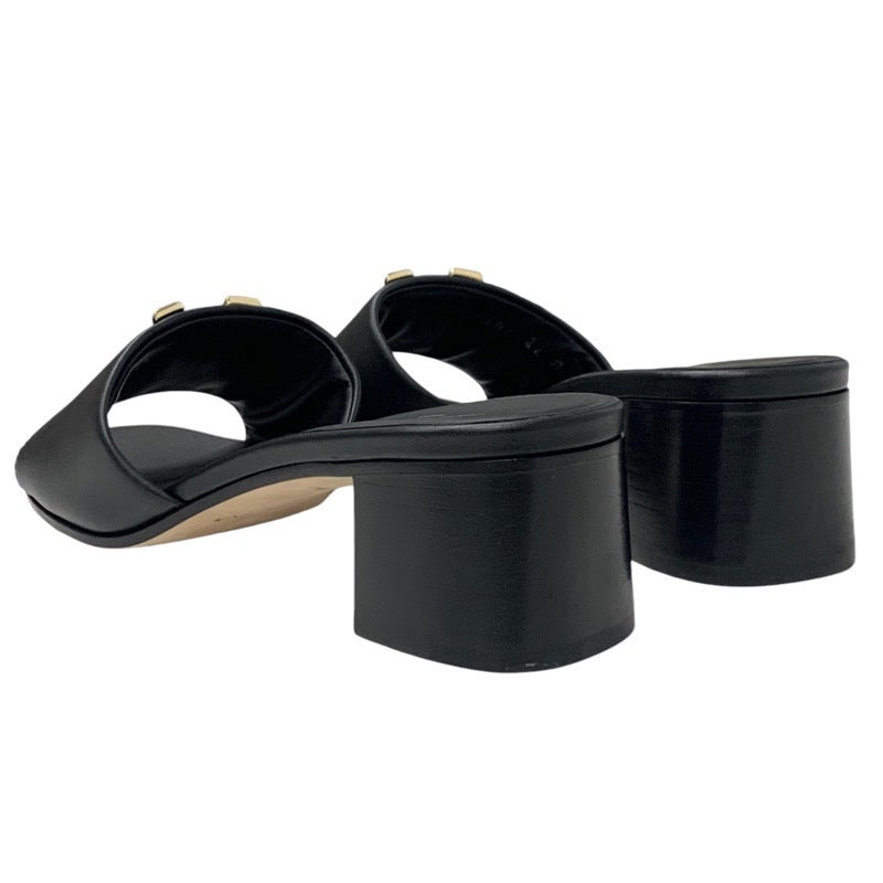 ルイヴィトン LOUIS VUITTON サンダル 靴 シューズ レザー ブラック 黒 ゴールド ロゴ ミュール