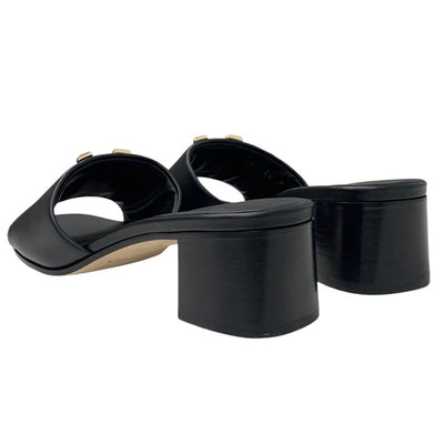 ルイヴィトン LOUIS VUITTON サンダル 靴 シューズ レザー ブラック 黒 ゴールド ロゴ ミュール