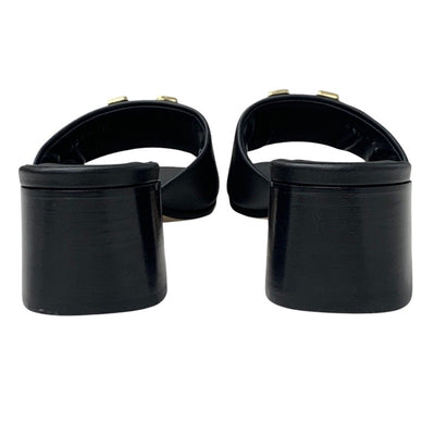 ルイヴィトン LOUIS VUITTON サンダル 靴 シューズ レザー ブラック 黒 ゴールド ロゴ ミュール