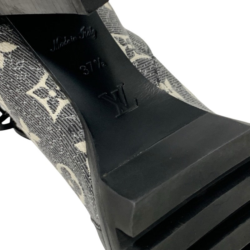 LOUIS VUITTON Star Trail Line Monogram Boots Short Boots Shoes Fabric Leather Grey Black Ankle Boots Lace-up Denim