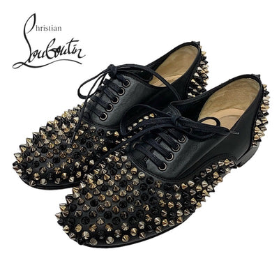 クリスチャンルブタン Christian Louboutin フラットシューズ 靴 シューズ スパイク スタッズ レザー ブラック