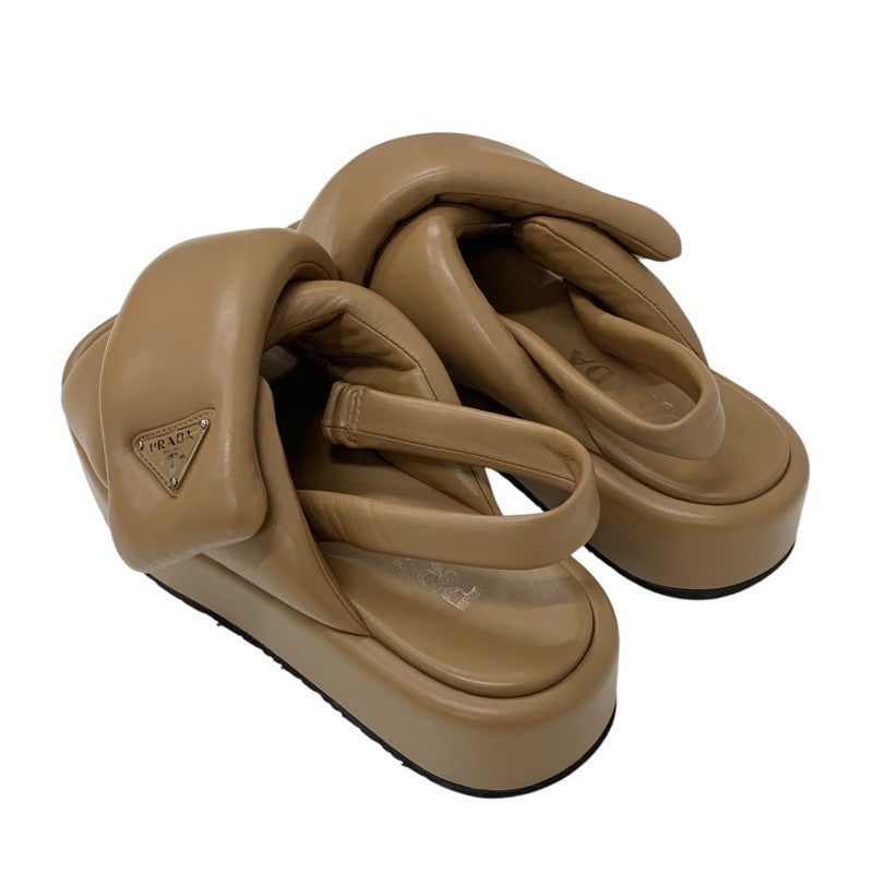 プラダ PRADA サンダル 靴 シューズ レザー ブラウン トライアングルロゴ パデッドナッパ ストラップ